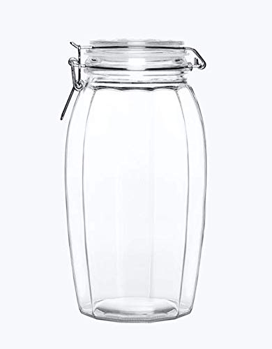HOMIES, Octagon shape Clamp lid food Storage glass Mason airtight jars, clear, 1 piece, (2500 ml)