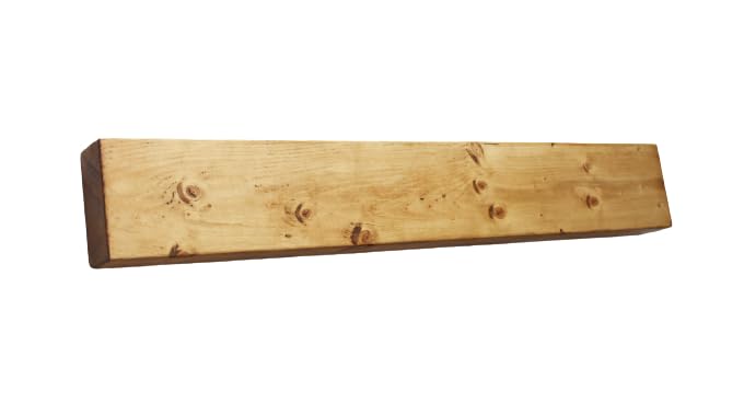 Viga flotante rústica de madera maciza | Estante para chimenea | 7 cm x 15 cm y 7 cm x 20 cm | Decoración del hogar | Perfecto para sala de estar y espacios acogedores