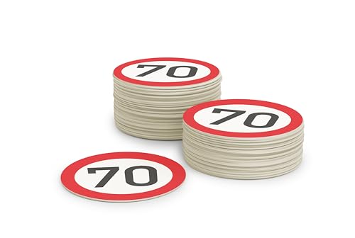 Sottobicchieri da birra in cartone 70° compleanno per donne e uomini (50 pezzi) Sottobicchieri rotondi in vetro (⌀10 cm) in cartone ecologico