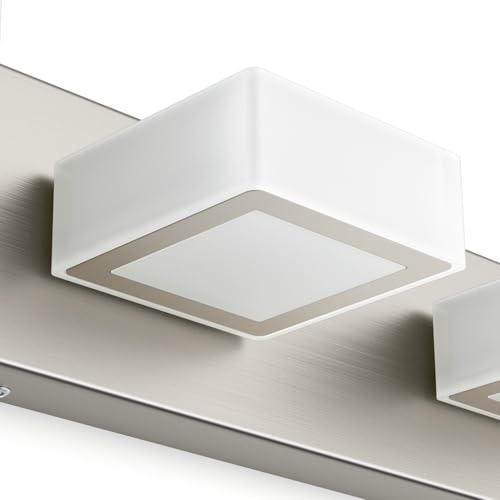Image of Ralbay Brushed Nickel Bathroom Vanity Lights 24inch Metal Acrylic LED Modern Bathroom Wall Lighting Fixtures Brushed Nickel (White Light 6000K, Non-dimmable)
