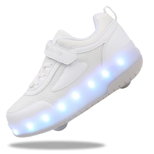 Yogeeft Kids Shoes with Wheels - 4-in-1 Light-Up Roller...