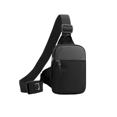Bolsa tiracolo mini bolsa de peito com bolso duplo resistente à água, suporte de telefone de corrida para homens e mulheres, Pequeno preto, Small, Mini bolsa transversal – bolsa de cintura impermeável
