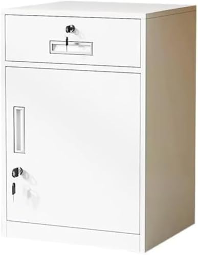 Barino オフィスキャビネット ファイル デスクワゴン サイドワゴン スチール製 サビ止め塗装 机下収納 完成品 大容量 鍵付き 引き出し 扉付き 袖机 オフィス 事務所 更衣室 学校 業務用 オフィスサイド、テーブル下ファイル、データ、小型 ロック付