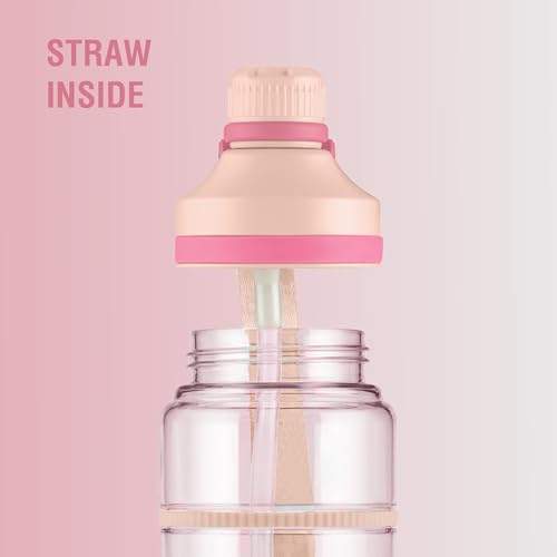 Image of MILTON Fuel 1000 Sipper Water Bottle 1 Litre | BPA Free Plastic Water Bottle for Adults | 100% Leak Proof | Removable Straw | Gym Bottle | Sports & Office Use | 997ml, Pink