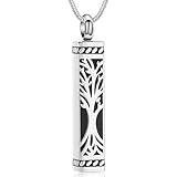 VCCWYQK Collar con colgante para cenizas de ser amado, urna, árbol de la vida, unisex, botecito de cremación de ceniza, joyería conmemorativa