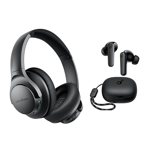 Soundcore Anker Life Q20 Hybrid Active Noise Cancelling Headphones with P20i, Wireless Over Ear Headphones, 60H Playtime, Hi-Res Audio, Deep Bass, Memory Foam Ear Cups, Travel, Office, USB-C Charging