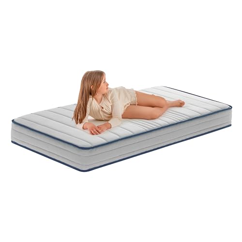 Ecus Kids, Colchón Oxsi Junior Spring 190x90 cm, Núcleo 100% Muelle Ensacado, Firmeza Adecuada, Tejido Transpirable, Altura 24 cm, Colchón para un Sueño Cómodo y Saludable