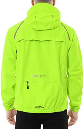 BALEAF Men's Cycling Rain Jacket Windbreaker Waterproof Running Gear Golf Mountain Biking Hood Lightweight Reflective Yellow XXXL