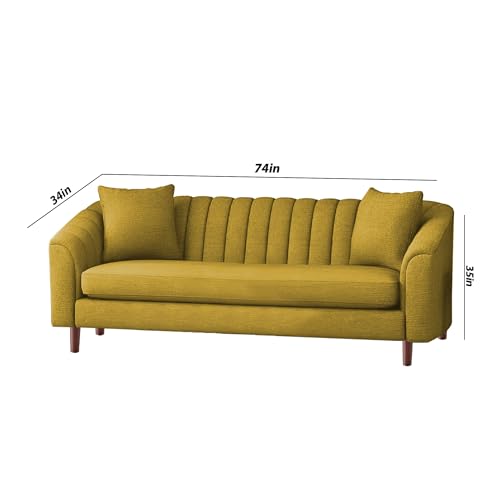 Image of Doraldo 3 + 2 Seater Sofa Set for Living Room (Yellow) Premium Fabric Sofa