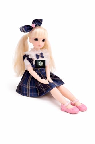 Image of DSR 30 CM Princess Fashion Doll for Girls | Sound Playing Toy with Movable Joints | Beautiful Dress | Lightweight Plastic Body (White-Black-301)