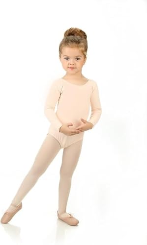 elowel Leotard Gymnastic - Sport Suit For Girls Long Sleeve Size: Color: Nude Pink Basic, Tank, Skirtless, 6-8 Years, Skin Color Pink