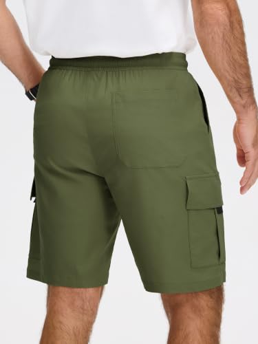 JEMLDL Men Cargo Shorts Stretch Elastic Waistband Summer Work Casual Shorts for Men with 5 Pockets Army Green 4XL — view 2