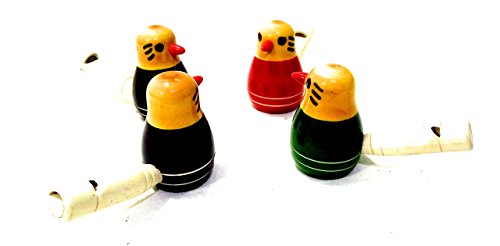 CRAFTS INDIA EMPORIUM Handcrafted Channapatna Wooden Bird Whistle Toys|Dolls- 4 Pcs
