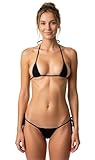 HiSexy Women Micro Ribbed Bikini Set 2 Piece Extreme Lingerie Sexy Mini Thong Swimwear Beachwear Swimsuit Bathing Suit Black