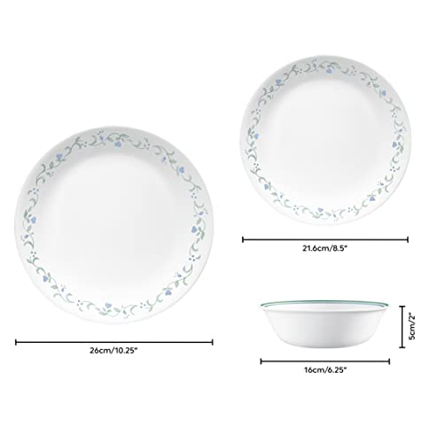 Image of Corelle Dinnerware Set (12pc Set, Country Cottage)-Dinner Set for 4 4 x: Dinner Plates, Side Plates & Bowls 3 X More Durable, Half The Space & Weight of Ceramic up to 80% Recycled Glass, 1146844