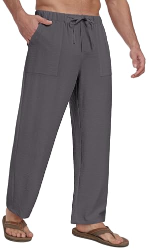 Sailwind Men's Casual Pants Elastic Waist Drawstring Beach Summer Pants Lightweight Trousers Yoga with Pockets