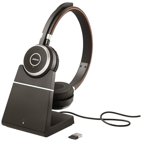 Image of Jabra Evolve 65 SE Wireless Stereo Headset - Bluetooth Headset with Noise-Cancelling Microphone, Long-Lasting Battery and Charging Stand - MS Teams Certified, Works with All Other Platforms - Black