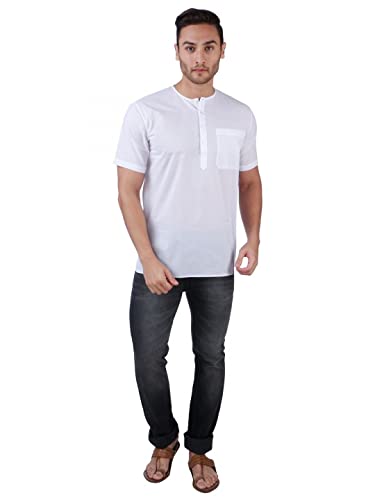 Image of Rajubhai Hargovindas Men's Superfine Cotton Straight Kurta - 46 White