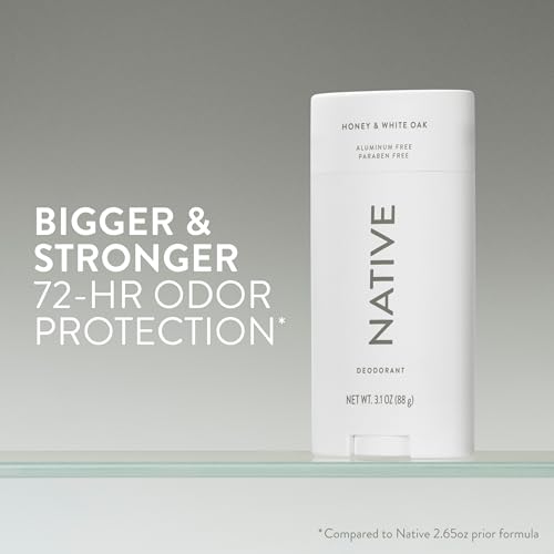 Image of Native Aluminum Free Deodorant, Honey & White Oak, Large Size Stick, 72 Hour Odor Control, for Women & Men, Contains Naturally Derived Ingredients, 3.1 oz