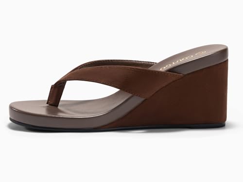 Image of Coutgo Womens Wedge Heels Sandals Platform Flip Flops Slides Slip On Summer Beach Shoes