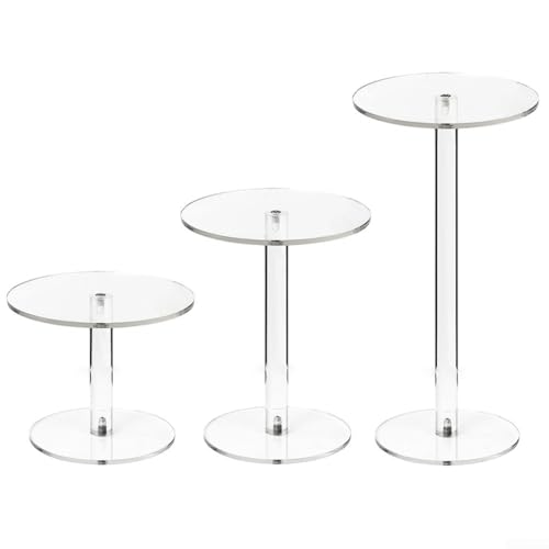 Juego de 3 elevadores redondos de acrílico con diferentes alturas para exhibir joyas, relojes y artículos decorativos en casa o tienda
