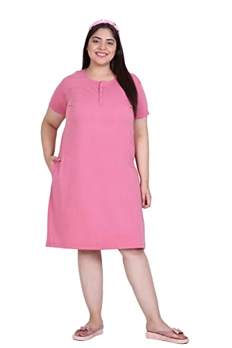 Image of In Love Women Cotton Buttoned Plus Size Short Slip Nighty Chemise