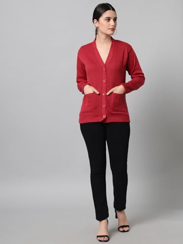 Image of eWools Women's winterwear Woolen Solid Sweater with Pockets Cardigans (with Pockets)
