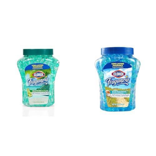 Clorox Fraganzia Air Freshener Crystal Beads Island Orchid and Fresh Ocean Breeze Scents, 12 Oz Jars