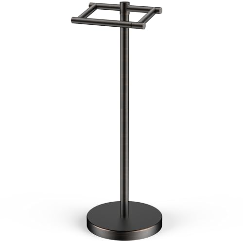 Image of FORIOUS Toilet Paper Holder Wall Mount, Stainless Steel Rustproof Double Post Pivoting Tissue Roll Holder for Bathroom, Commercial Toilet Paper Dispenser Toilet Paper Stand, Oil Rubbed Bronze
