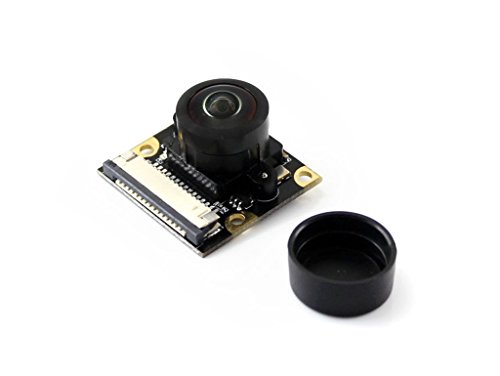 Waveshare Camera Module Kit 5MP OV5647 Sensor Fisheye Lens Adjustable Focus 2592x1944 Still Picture Resolution 1080p Video Record for All Visions of Raspberry Pi with 200 Degree Angle of View