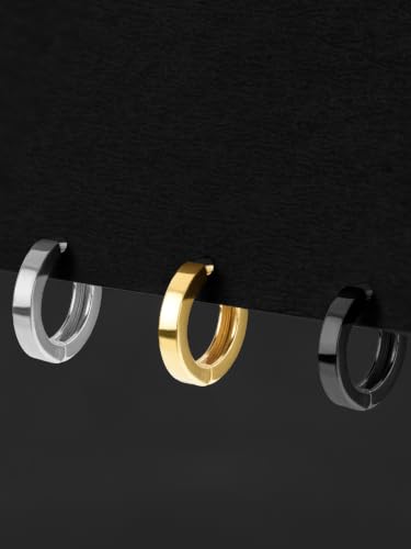 Image of ORIONZ Hoop Earrings for Men & Boys (1 Piece) - 925 Sterling Silver - Gift for Birthday Anniversary - 18k Gold Plated Jewellery - Men Fashion