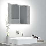  Homgoday Armoire miroir avec lumières LED gris ciment en acrylique, armoires peu encombrantes, meuble de cuisine, meuble de salon, meuble de cuisine, meuble de cuisine, buffet, meubles de salon,