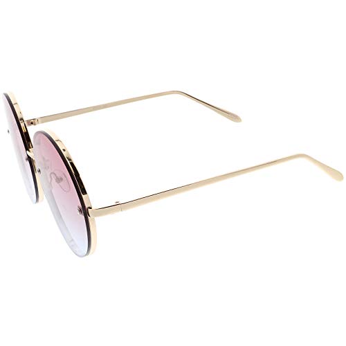 zeroUV - Large Rimless Womens Fashion Oversize Gradient Two-Toned Lens Round Sunglasses 65mm3