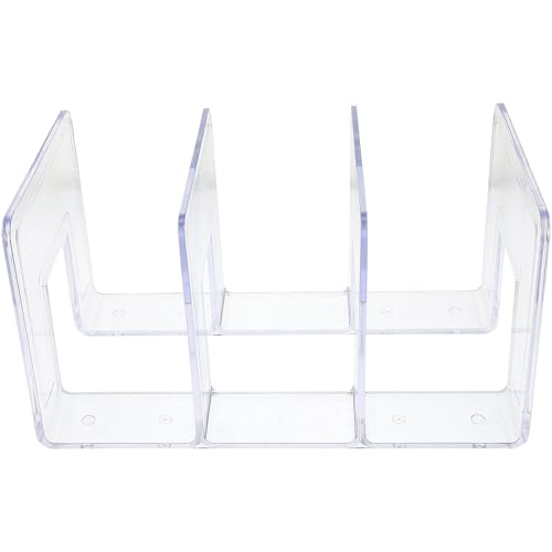 HIAKDOFT Soporte de Libros Transparente Acrílico con Base Estable Organizador de Escritorio de Tres Compartimentos para Oficina y Hogar Soporte Multiuso para Archivos y Libros Diseño