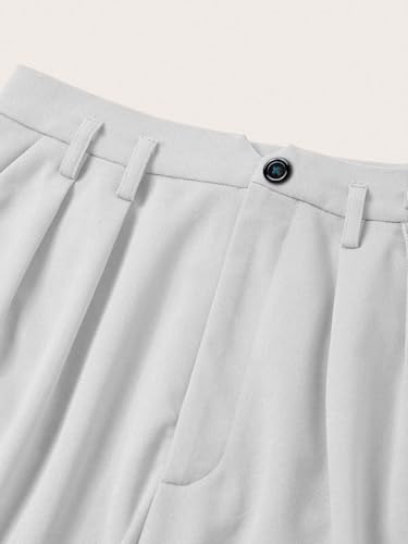 Image of Shasmi Women's High Waist Pleated Straight Leg Trousers - Elegant Solid Color Work Pants with Pockets, Casual Office Wear Polyester Blend Wide Leg Suit Pants (Trouser 235)