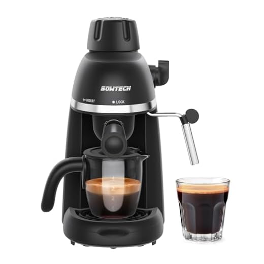 SOWTECH Espresso Coffee Machine Cappuccino Latte Maker 3.5 Bar 1-4 Cup with Steam Milk Frother Black