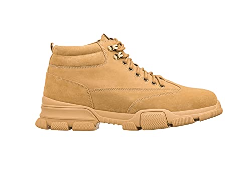 CALTO Men's Invisible Height Increasing Elevator Shoes - Desert Sand Suede Lace-up Work Boots - 2.9 Inches Taller - K50130- Size 7.5 D(M) US2