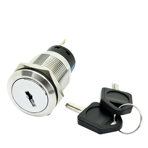 Commutateur à clé rotatif 19mm étanche en acier inox bouton à verrouillage automatique 1NO1NC