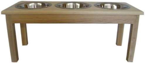Classic Pet Beds 3-Bowl Traditional Style Ash Pet Diner, Large, Natural