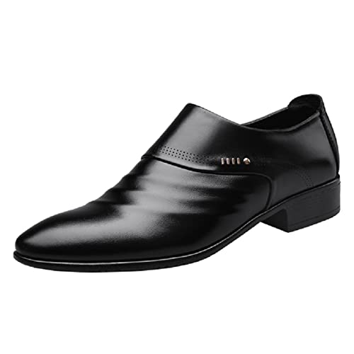 SRTUMEY Zapatos de vestir formales para hombre, a la moda, transpirables, cómodos, de negocios, sin cordones, para ocio, color sólido, zapatos de cuero para hombre, Black, 39 2/3 EU SRTUMEY Zapatos de vestir formales para hombre, a la moda, transpirables, cómodos, de negocios, sin cordones, para ocio, color sólido, zapatos de cuero para hombre, Black, 39 2/3 EU