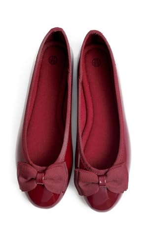 Women's Round Toe Cute Bow Trim Ballet Flats4