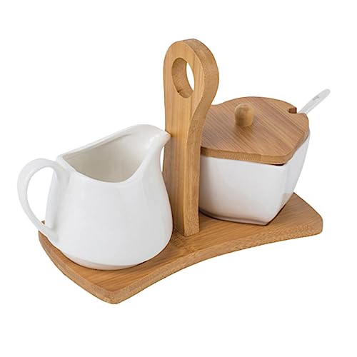 OFFSCH Ceramic Sugar Bowl Milk Jug Set Modern Sugar Container Spoon Kitchen Pots Set