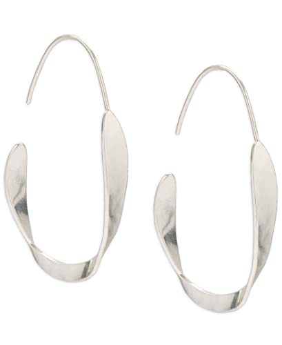 Lucky Brand Open Hammer Hoop Earrings, Silver, One Size #TOP1