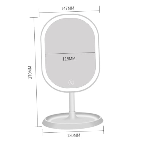 Espejo de maquillaje LED rotativo con bandeja y luz blanca miniatura 2