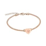 QGJNSGC Herz Haustier Einäscherung Urne Armband für Asche für Frauen Hund Katze Pfote Urne Bangle Herz Einäscherung Schmuck Andenken Gedenkstätte Schlange Link Urne Schmuck (Roségold)