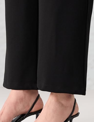 Image of Amazon Brand - Symbol Women Wide Leg Pleated Knit Crape Casual Trouser (Available in Plus Sizes)