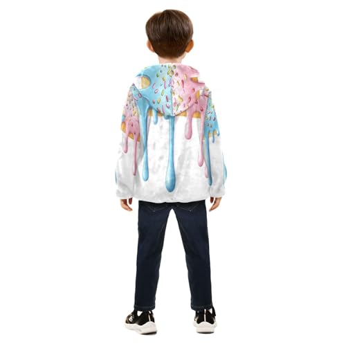 Frosted Cookies with Sprinkles Toddler Fleece Jacket Girl Boys Hooded Fleece Jacket Coat Warm Outwear Zip-up 3-10T4