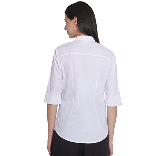 Image of Polycotton Women 3 /4 Sleeve Stylish Solid Western Offical Formal Shirt Casual Regular Fit Shirt for Women