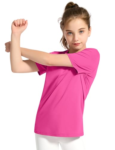 Image of KEREDA Girls Athletic Shirts Quick Dry T Shirts Summer UPF 50+ Tops 3 Pack