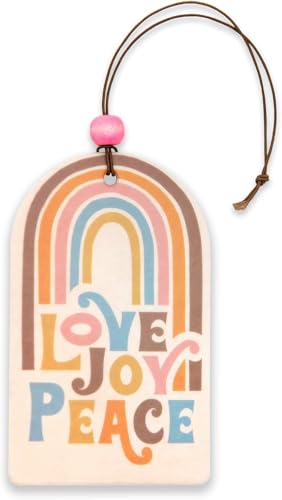 Image of Studio Oh! Love Joy Peace Rainbow Set of 2 Hanging Car Air Freshener, Long-Lasting Fragrance, Odor Eliminator, Scented Car Accessory for Auto Interior, Decorative Air Freshener, 4 x 7.5 in
